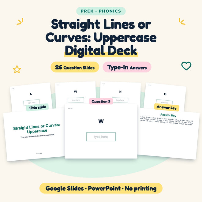 Straight Lines or Curves: Uppercase Digital | Preschool — cover