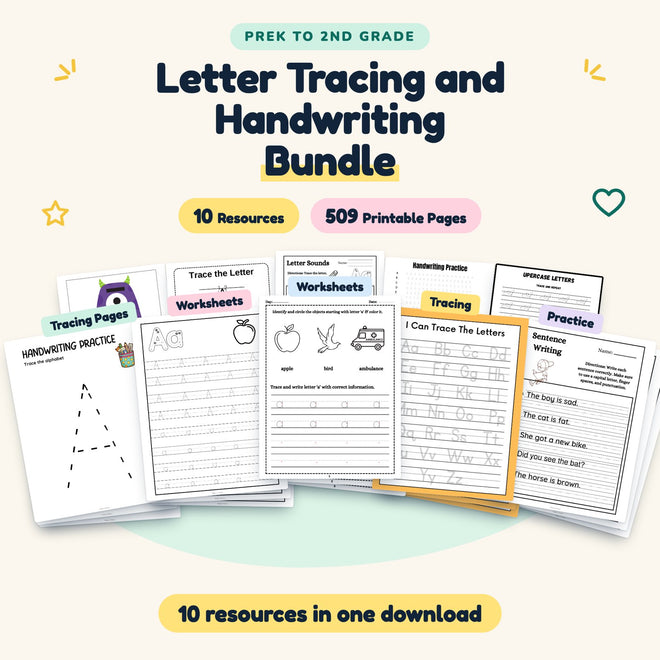 Letter Tracing and Handwriting BUNDLE | PreK–2nd Grade (10 Resources) — cover