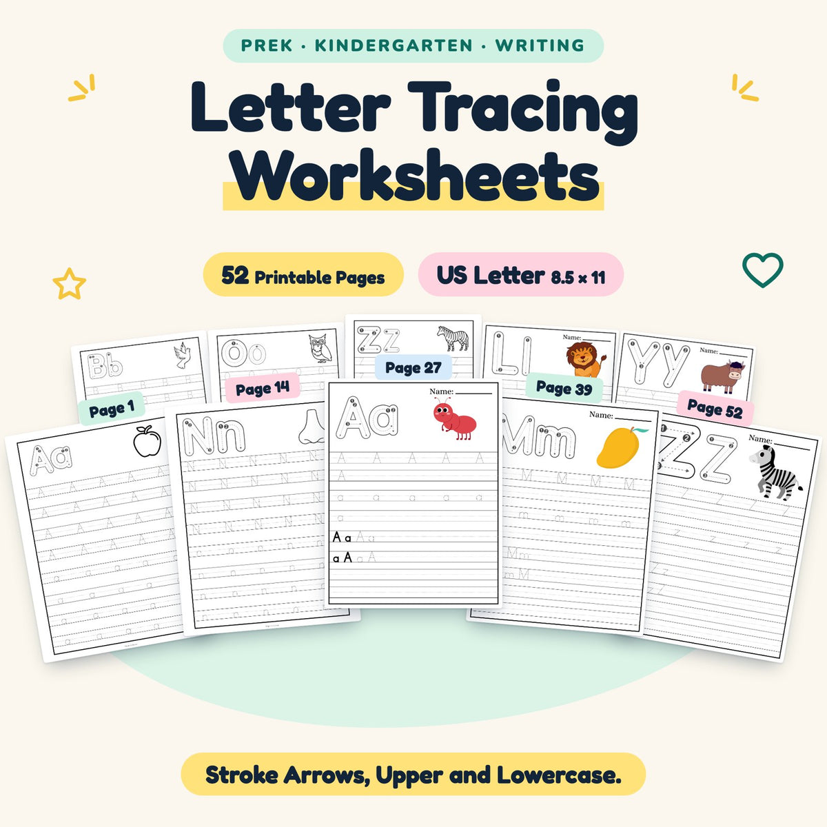 Letter Tracing Worksheets — cover