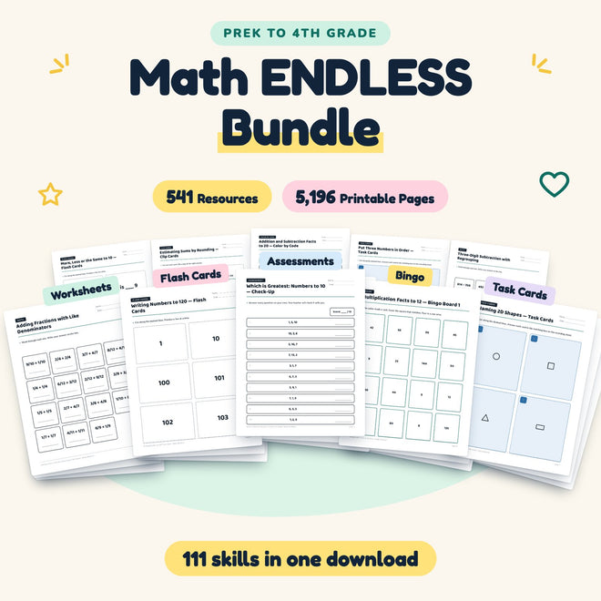 Math ENDLESS BUNDLE | Preschool–4th Grade (5,196 Pages) — cover