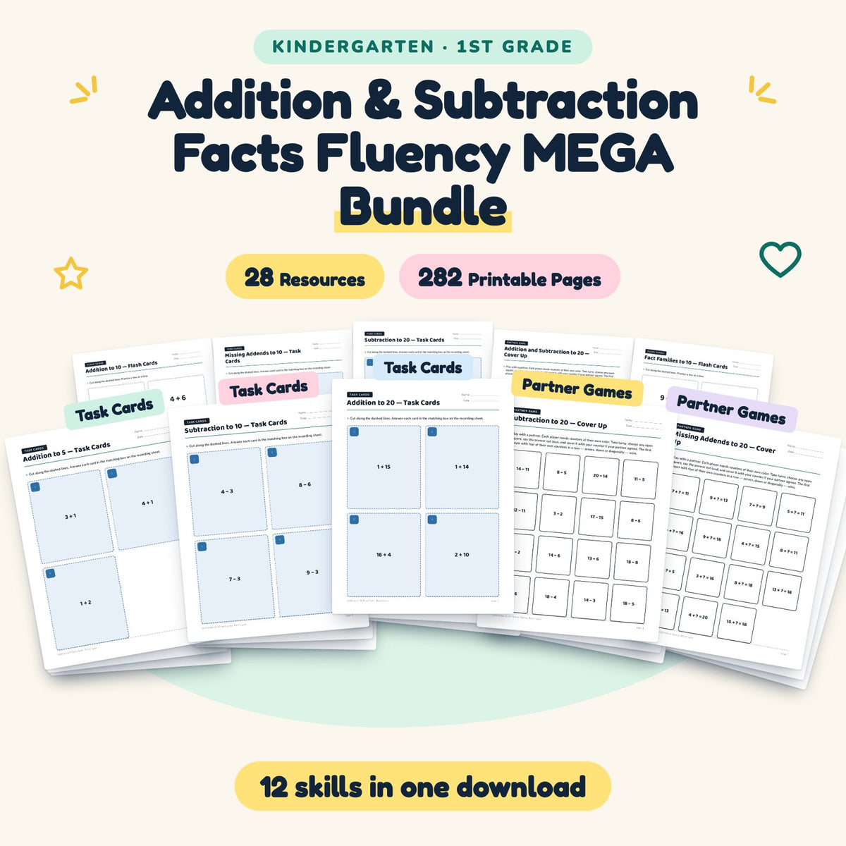 Addition & Subtraction Facts Fluency MEGA BUNDLE | K–1st Grade — cover