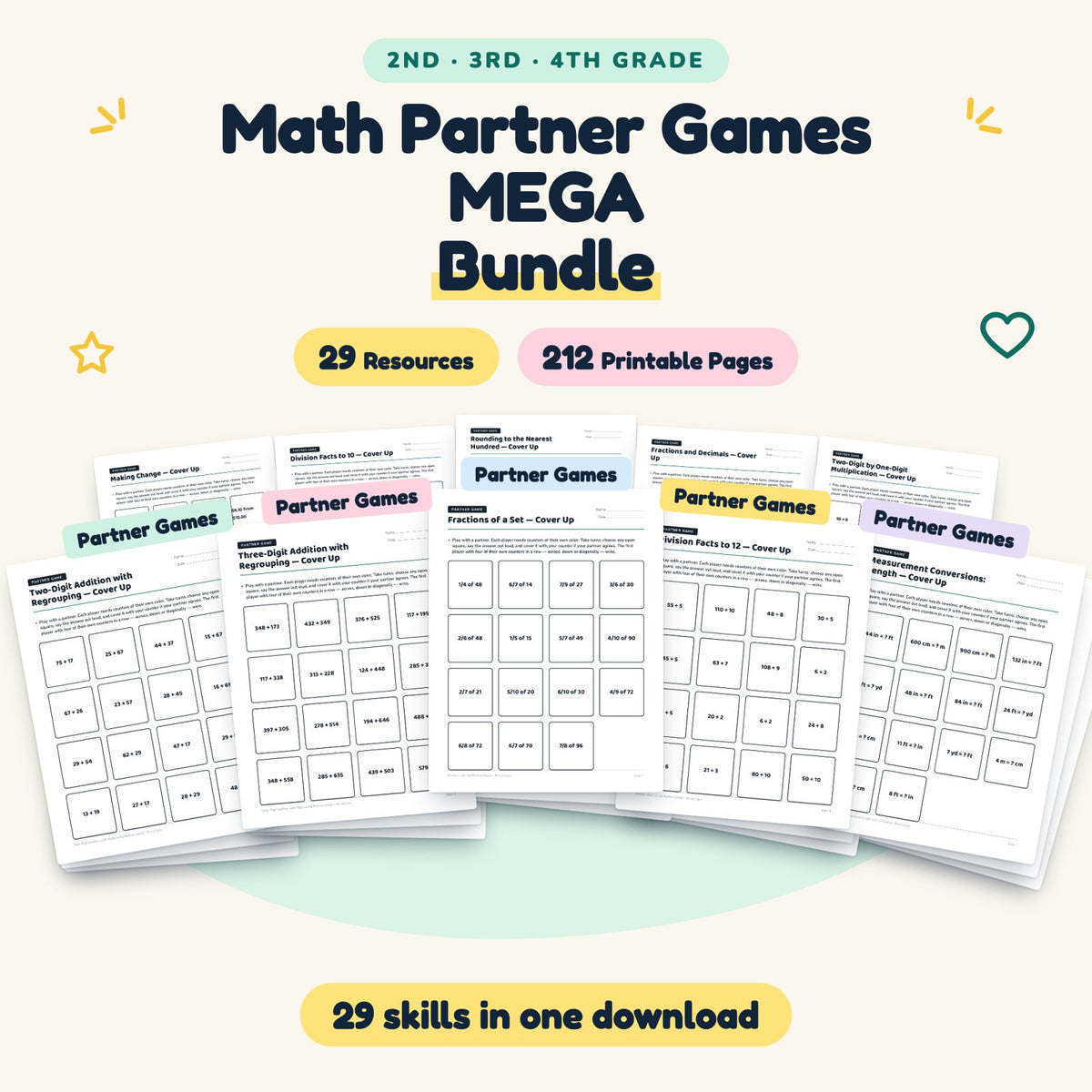 Math Partner Games MEGA BUNDLE | 2nd–4th Grade — cover