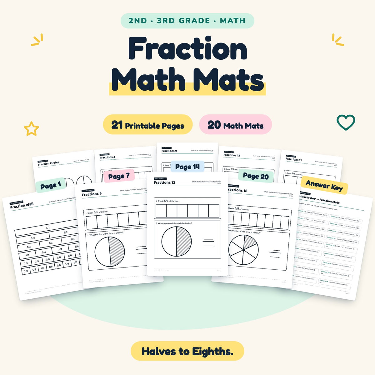 20 Fraction Math Mats — cover