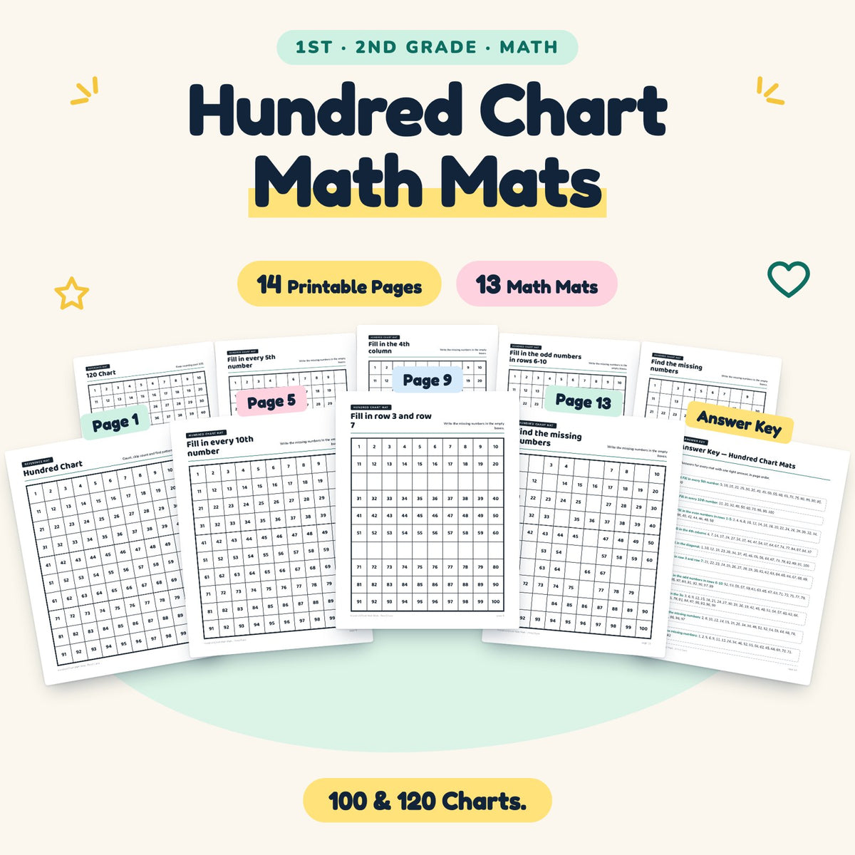 13 Hundred Chart Math Mats — cover