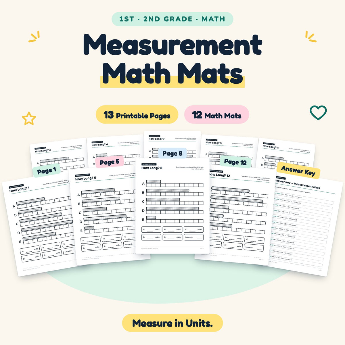12 Measurement Math Mats — cover