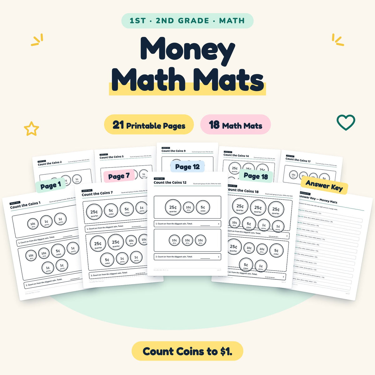 18 Money Math Mats — cover