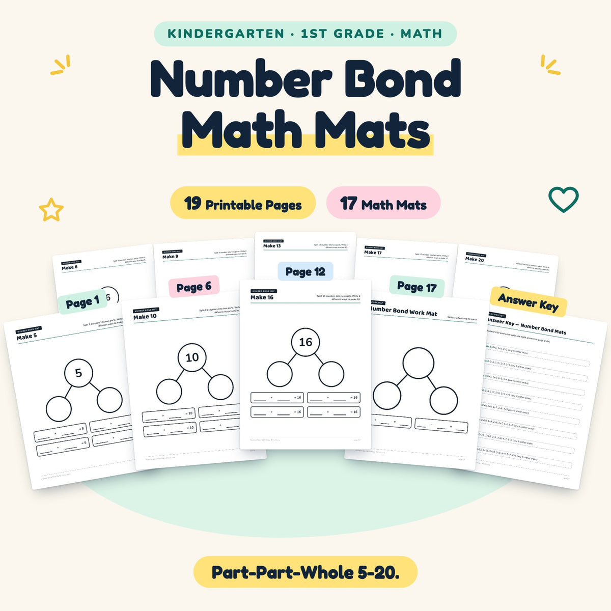 17 Number Bond Math Mats — cover
