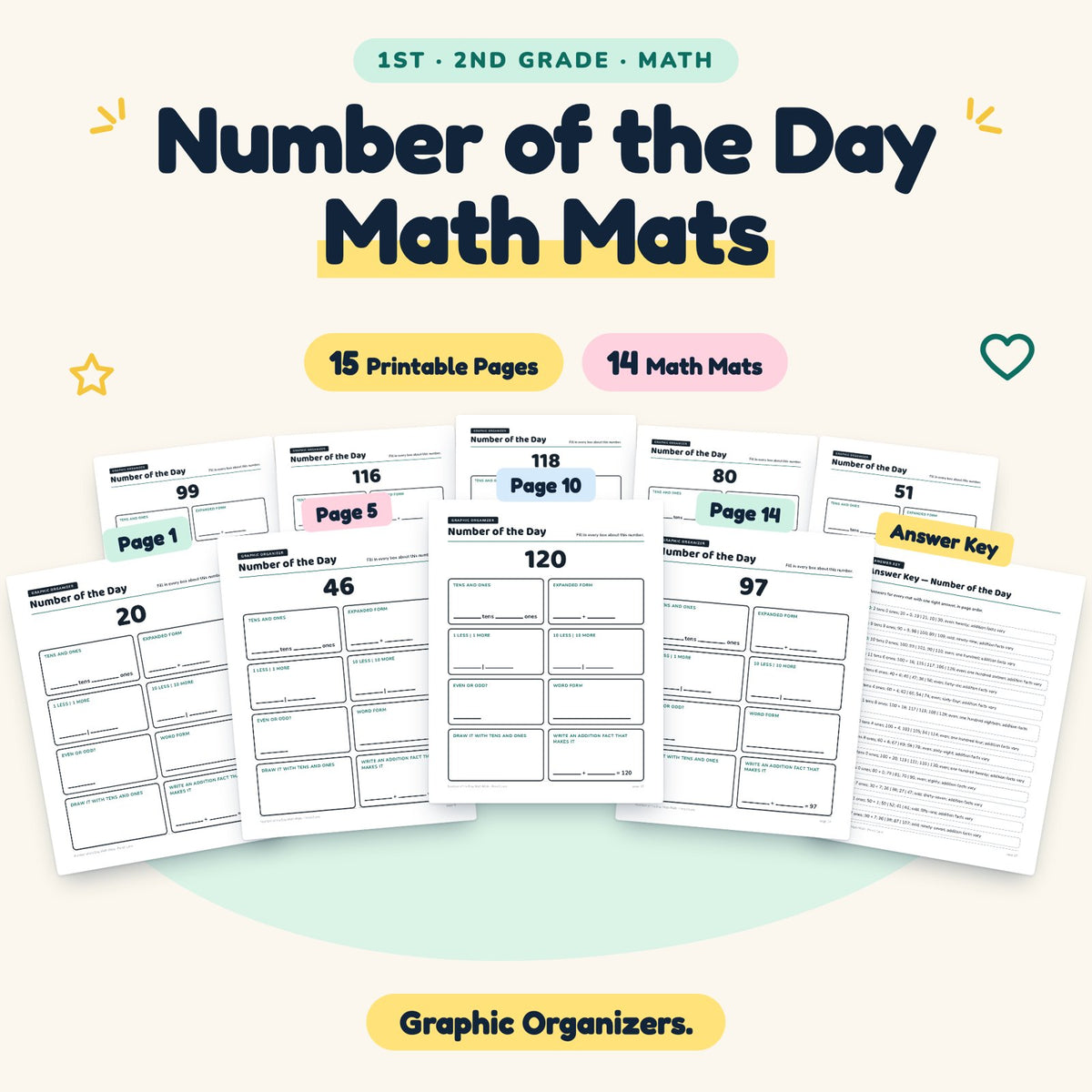 14 Number of the Day Math Mats — cover