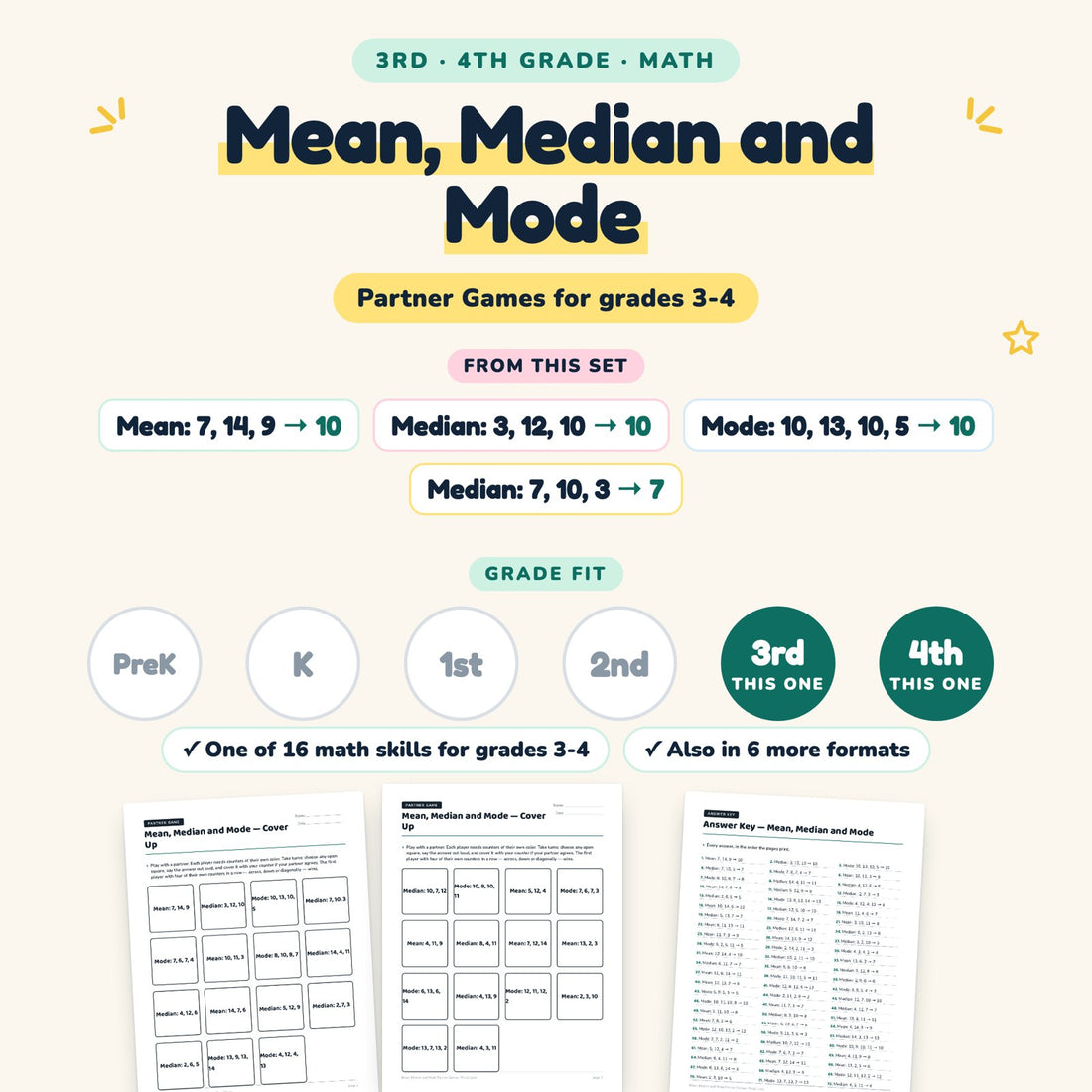 Mean, Median and Mode: skill and grade fit