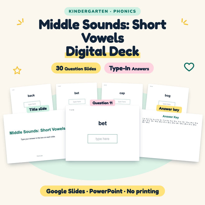 Middle Sounds Digital Activity | Google Slides, Kindergarten — cover