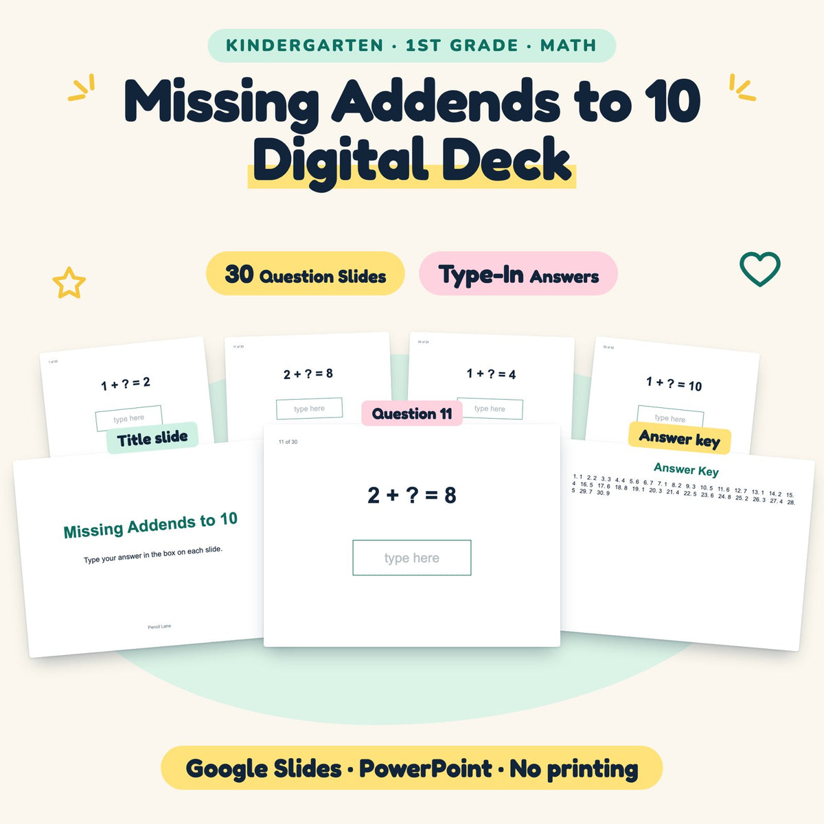 Missing Addends to 10 Digital Activity | K–1st Grade — cover