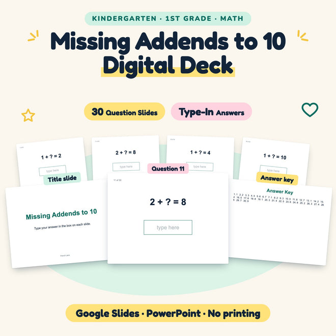 Missing Addends to 10 Digital Activity | K–1st Grade — cover