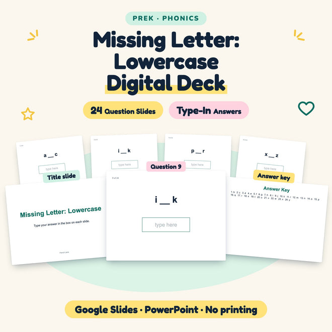 Missing Letter Digital Activity | Preschool (24 Questions) — cover