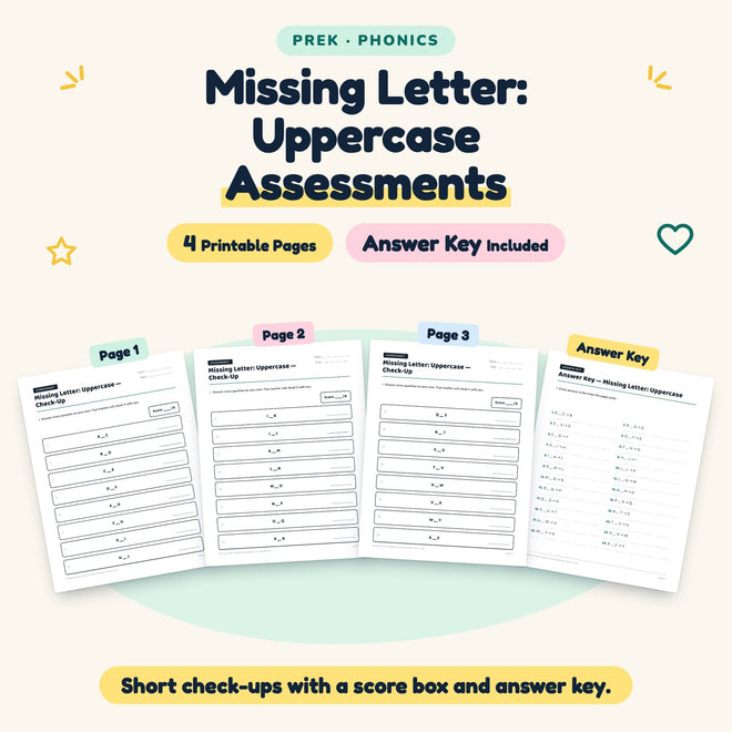 Missing Letter: Uppercase Assessments | Preschool (4 Pages) — cover