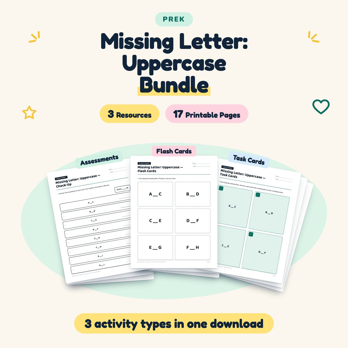 Missing Letter: Uppercase Bundle | Preschool (3 Resources) — cover