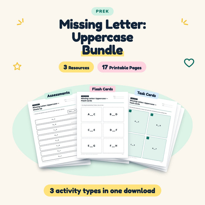 Missing Letter: Uppercase Bundle | Preschool (3 Resources) — cover