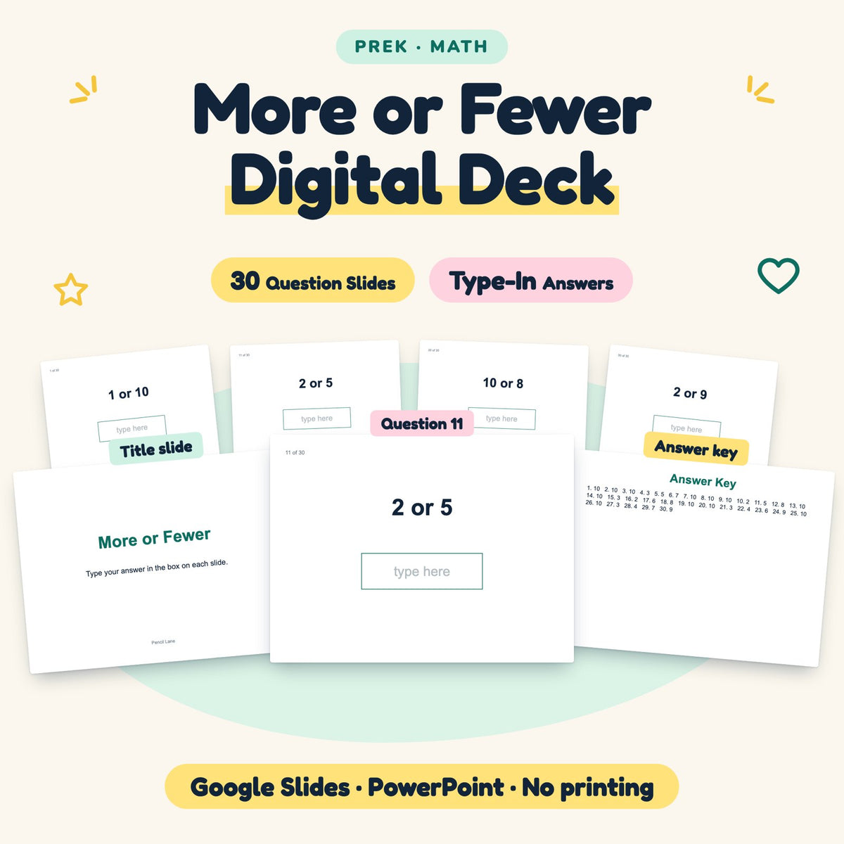 More or Fewer Digital Activity | Google Slides, Preschool — cover