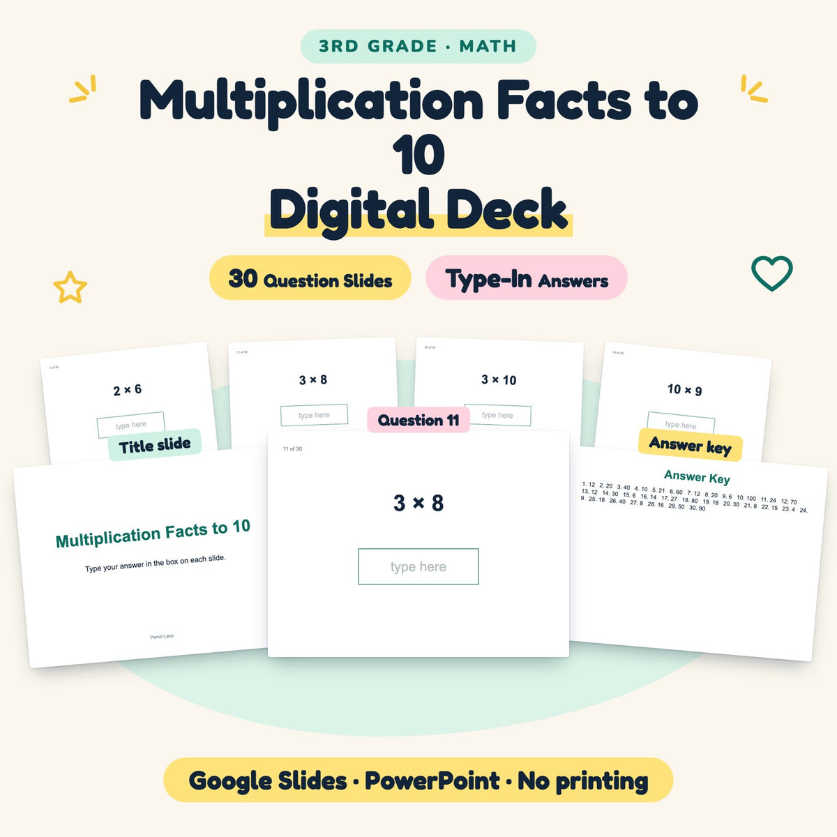 Multiplication Facts to 10 Digital Activity | 3rd Grade — cover