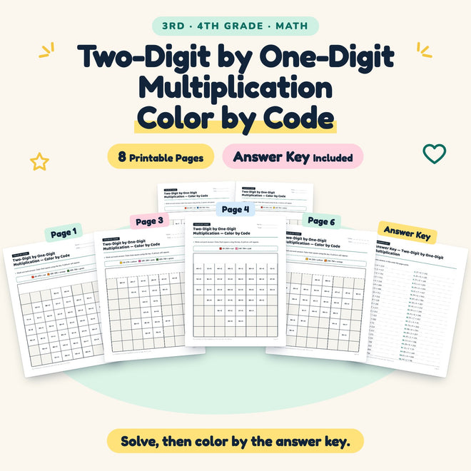 Two-Digit by One-Digit Multiplication Color by Code | 3rd–4th Grade — cover