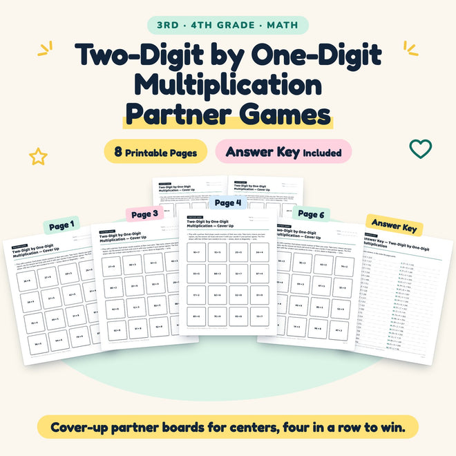 Two-Digit by One-Digit Multiplication Partner Games | 3rd–4th Grade — cover