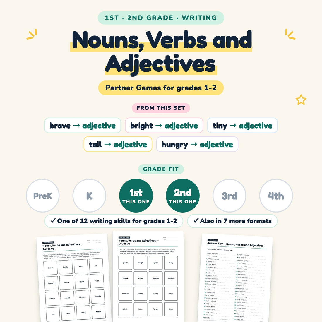 Nouns, Verbs and Adjectives: skill and grade fit