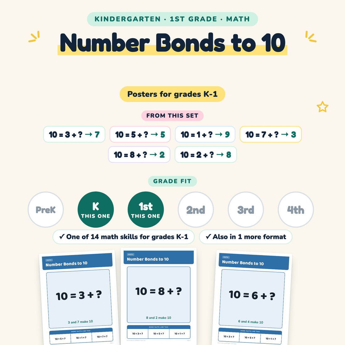 Number Bonds to 10: skill and grade fit