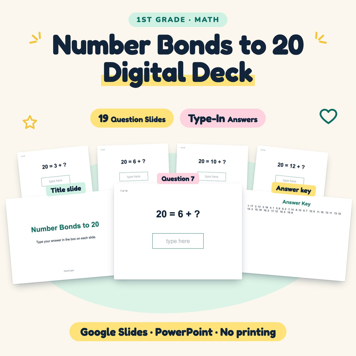 Number Bonds to 20 Digital Activity | 1st Grade — cover
