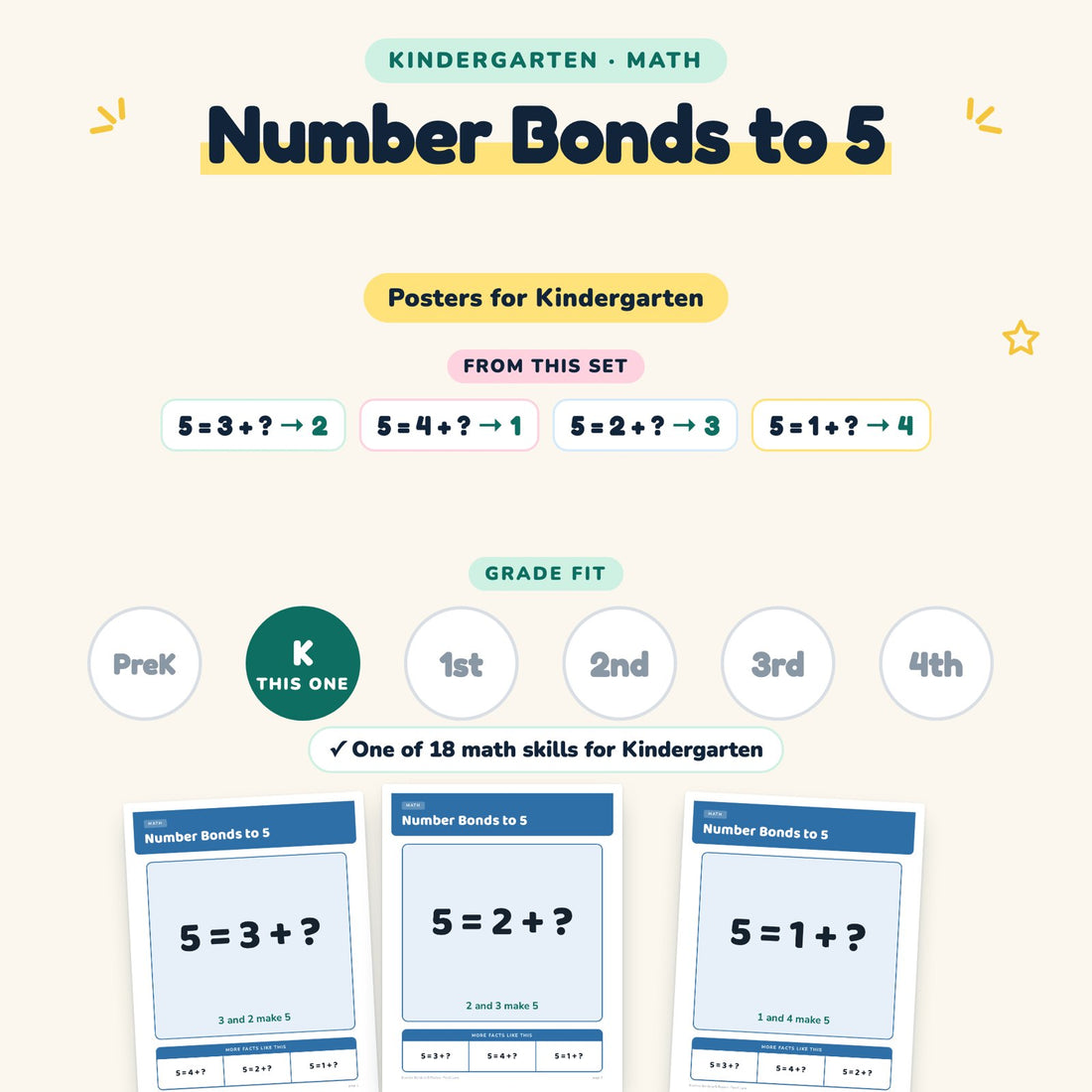 Number Bonds to 5: skill and grade fit