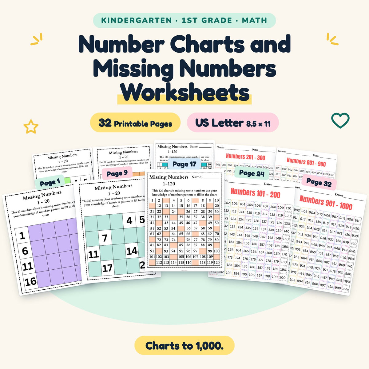 Number Charts and Missing Numbers — cover
