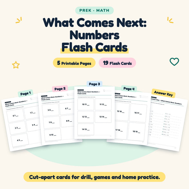 What Comes Next: Numbers Flash Cards | Preschool (19 Cards) — cover