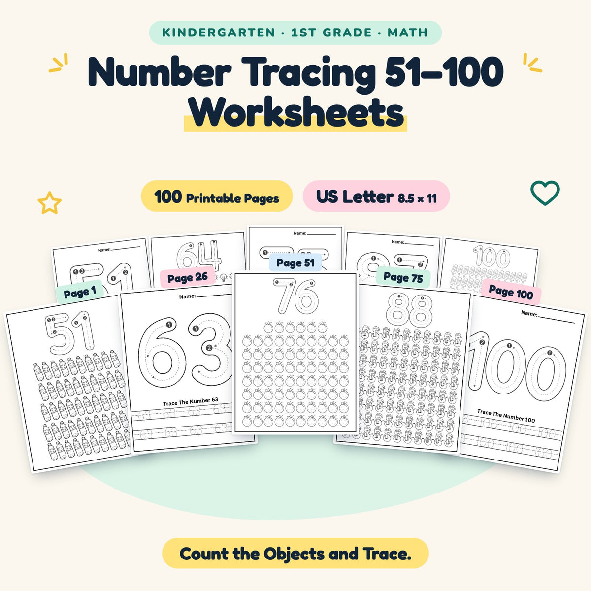 Number Tracing 51–100 — cover