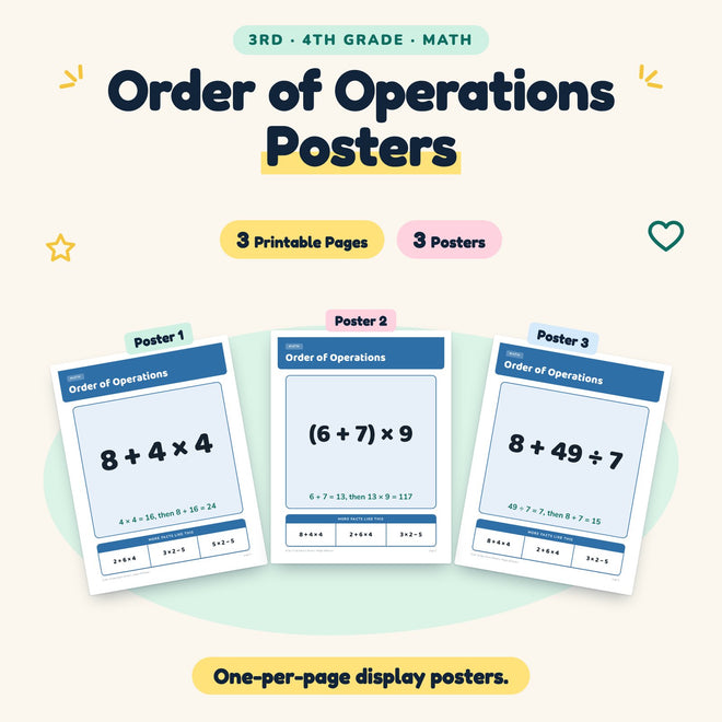 Order of Operations Posters | 3rd–4th Grade Math (3 Posters) — cover