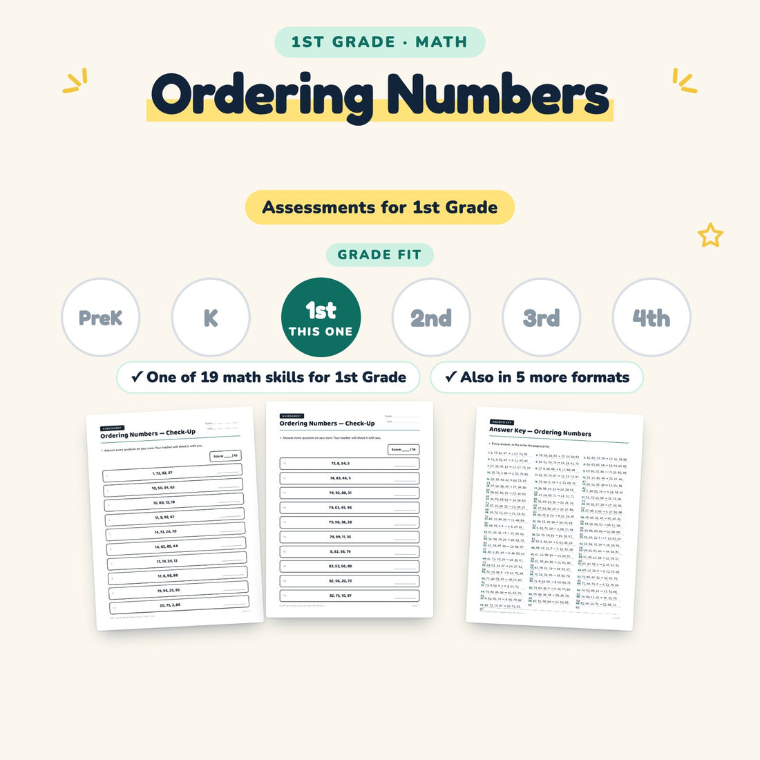 Ordering Numbers: skill and grade fit
