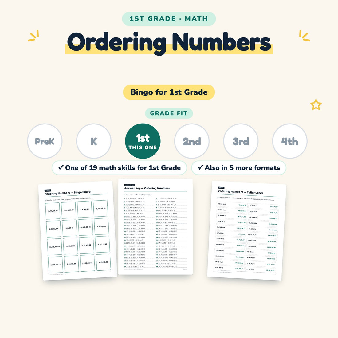 Ordering Numbers: skill and grade fit