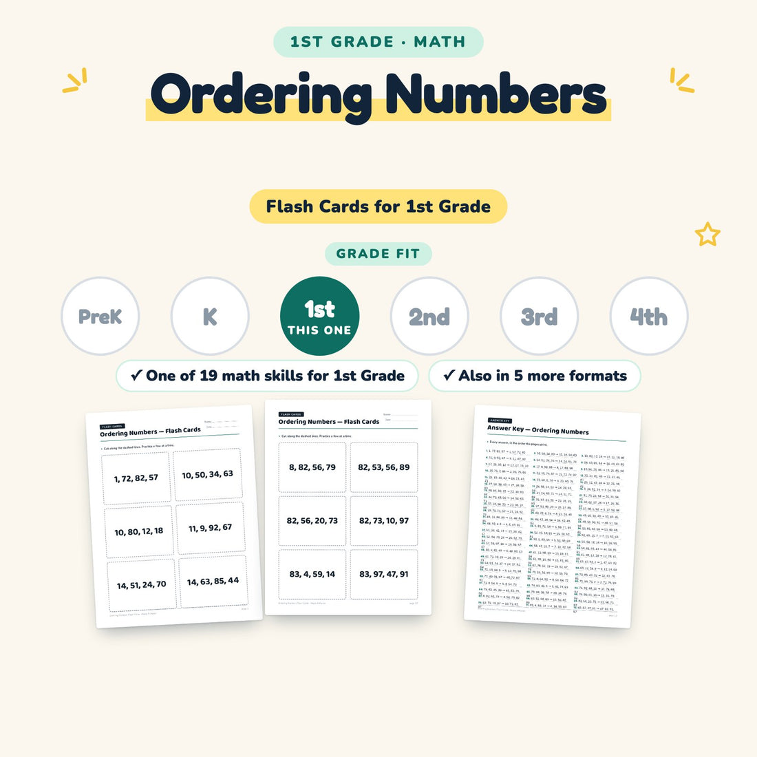 Ordering Numbers: skill and grade fit