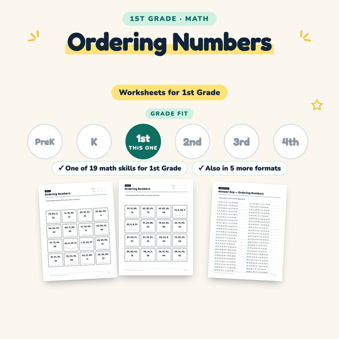 Ordering Numbers: skill and grade fit