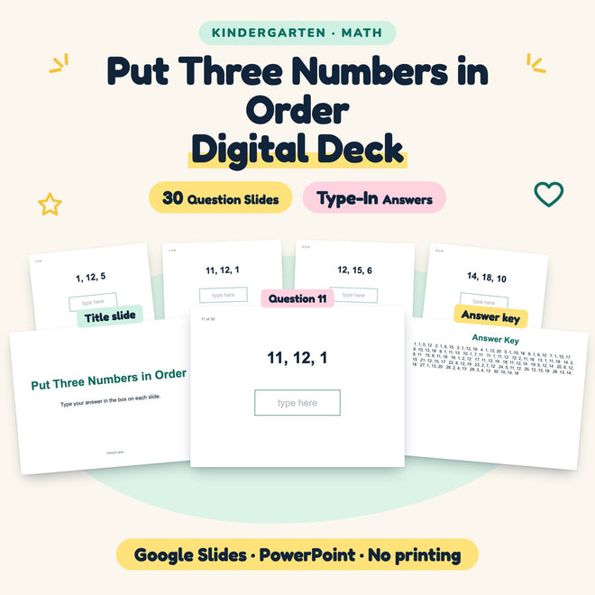 Put Three Numbers in Order Digital Activity | Kindergarten — cover
