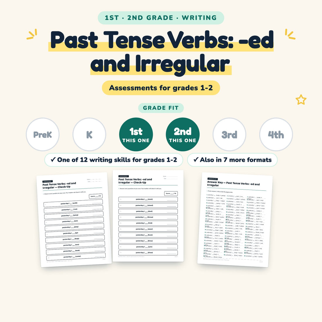 Past Tense Verbs: -ed and Irregular: skill and grade fit