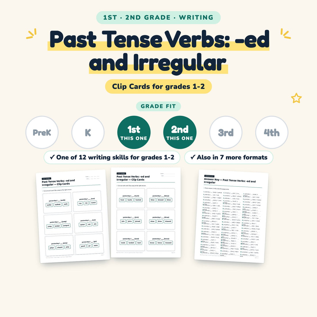 Past Tense Verbs: -ed and Irregular: skill and grade fit
