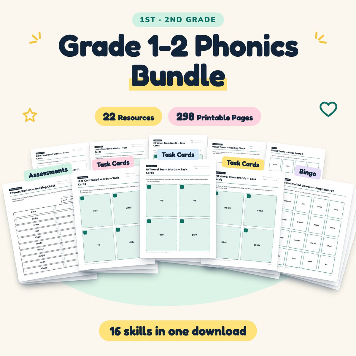 1st–2nd Grade Phonics Worksheets MEGA BUNDLE (34 Resources) — cover