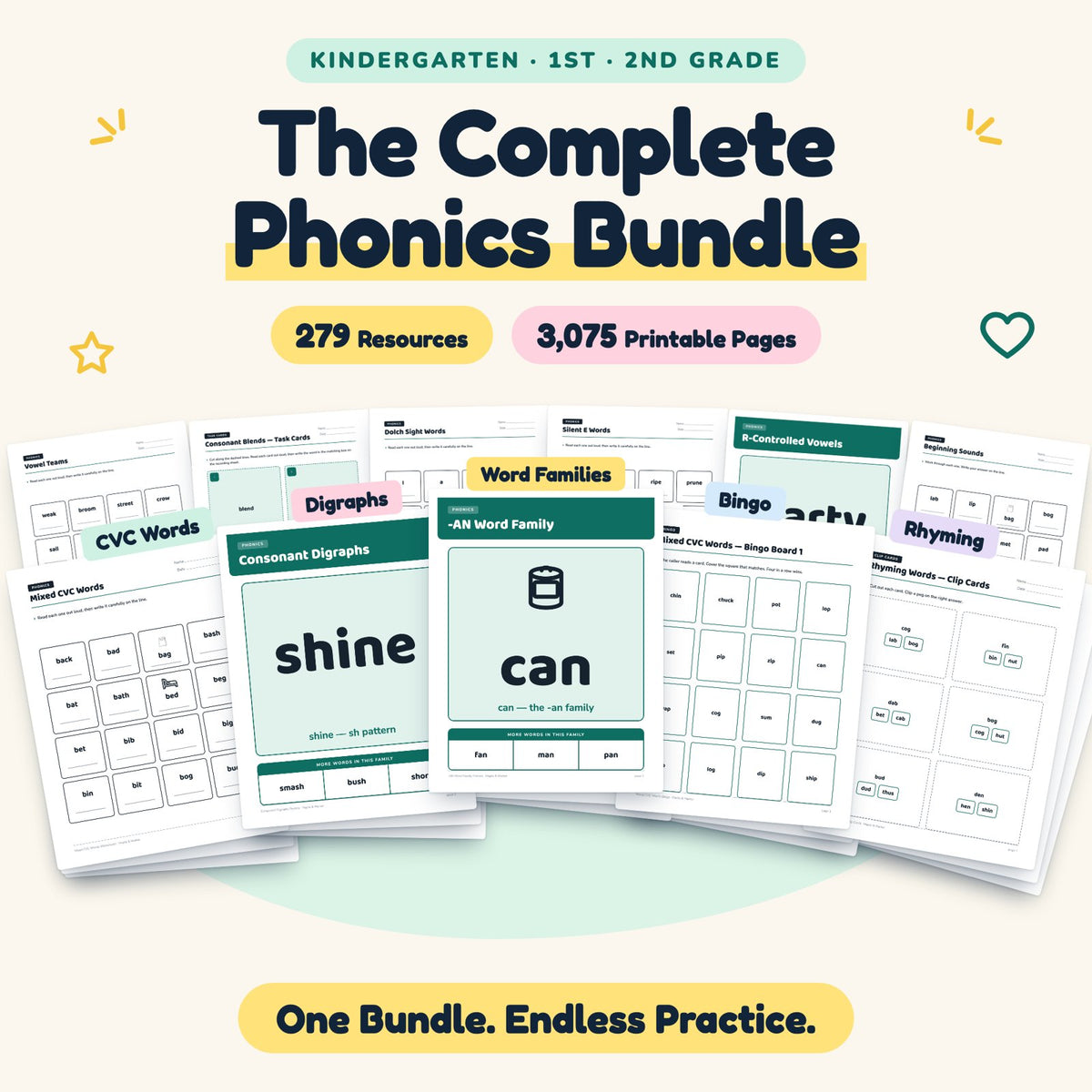 Phonics ENDLESS BUNDLE | K–2nd Grade (3,075 Pages) — cover