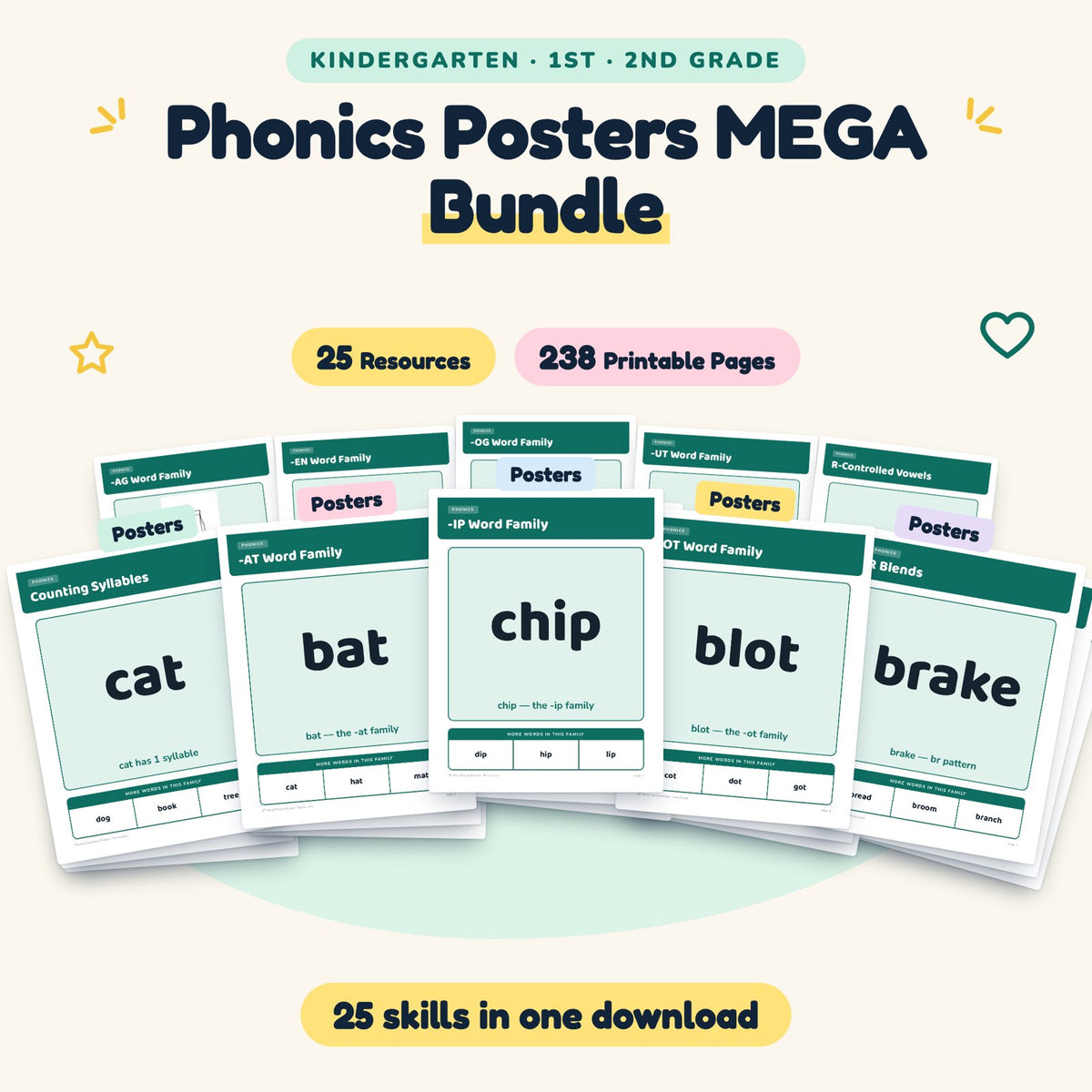 Phonics Posters MEGA BUNDLE | K–2nd Grade (25 Resources) — cover