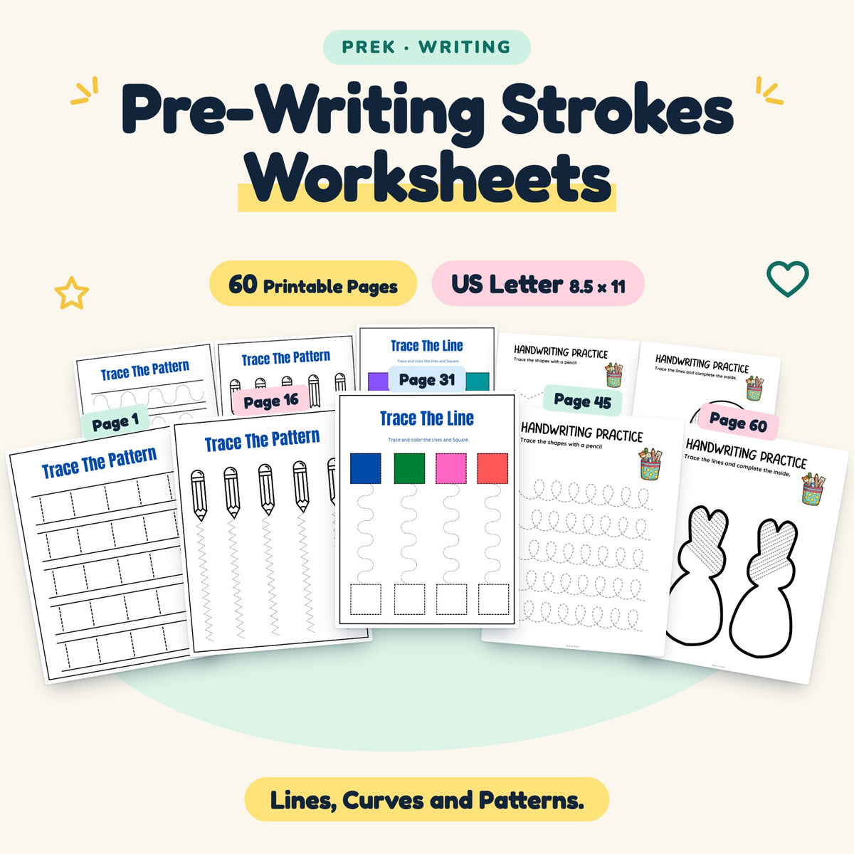 Pre-Writing Strokes Worksheets — cover