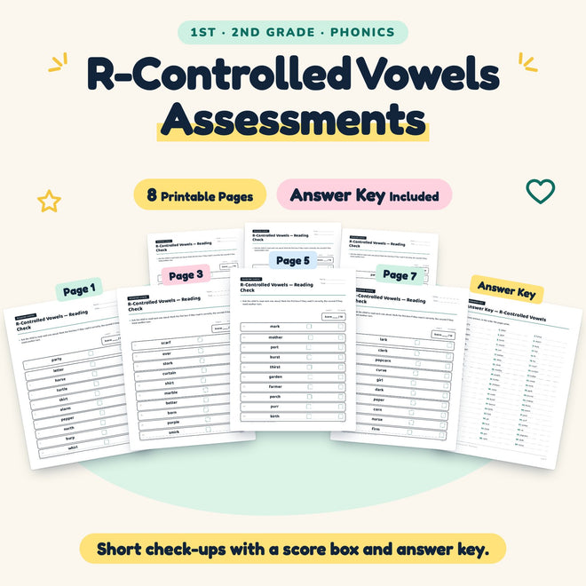 R-Controlled Vowels Assessments | 1st–2nd Grade (7 Pages) — cover