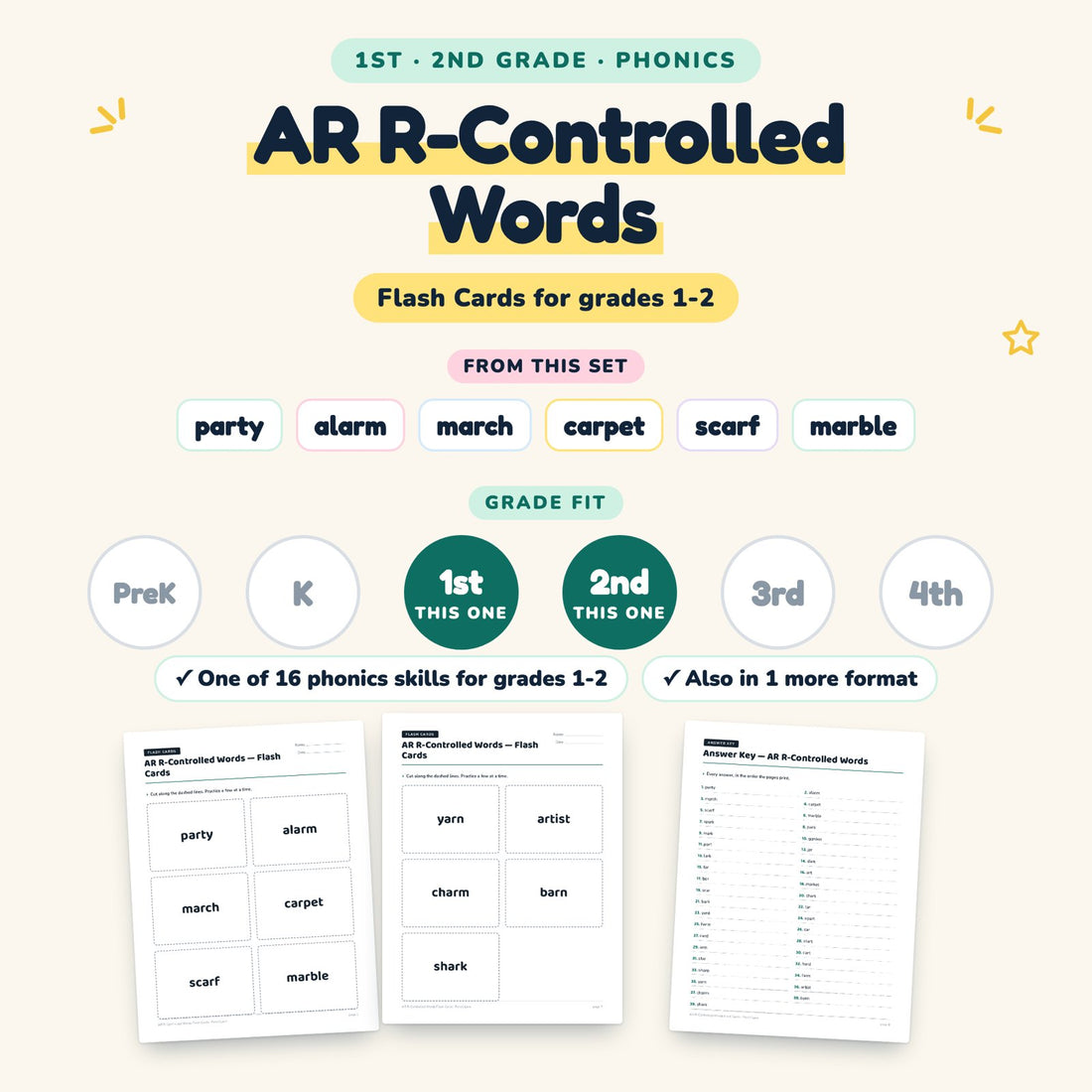 AR R-Controlled Words: skill and grade fit