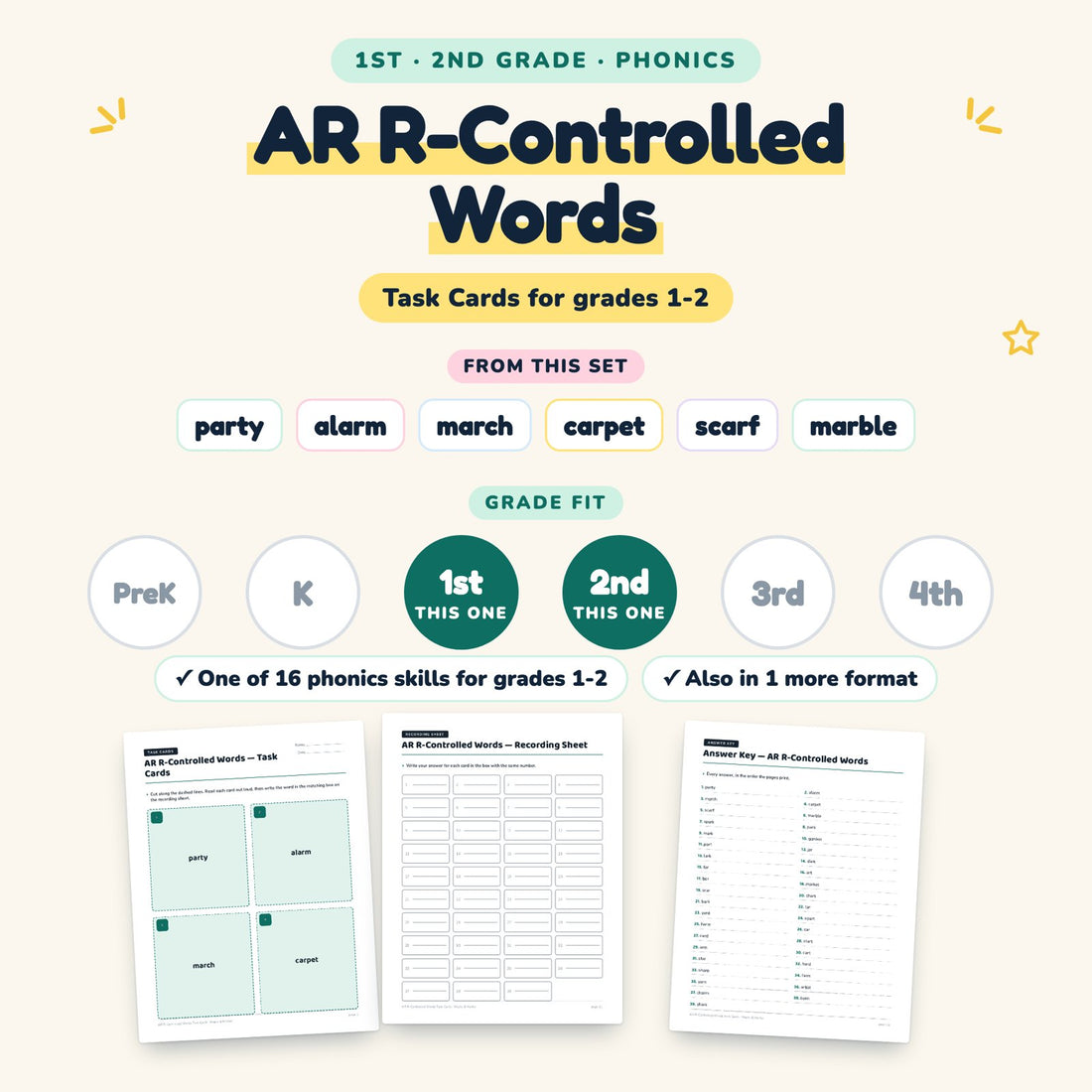 AR R-Controlled Words: skill and grade fit