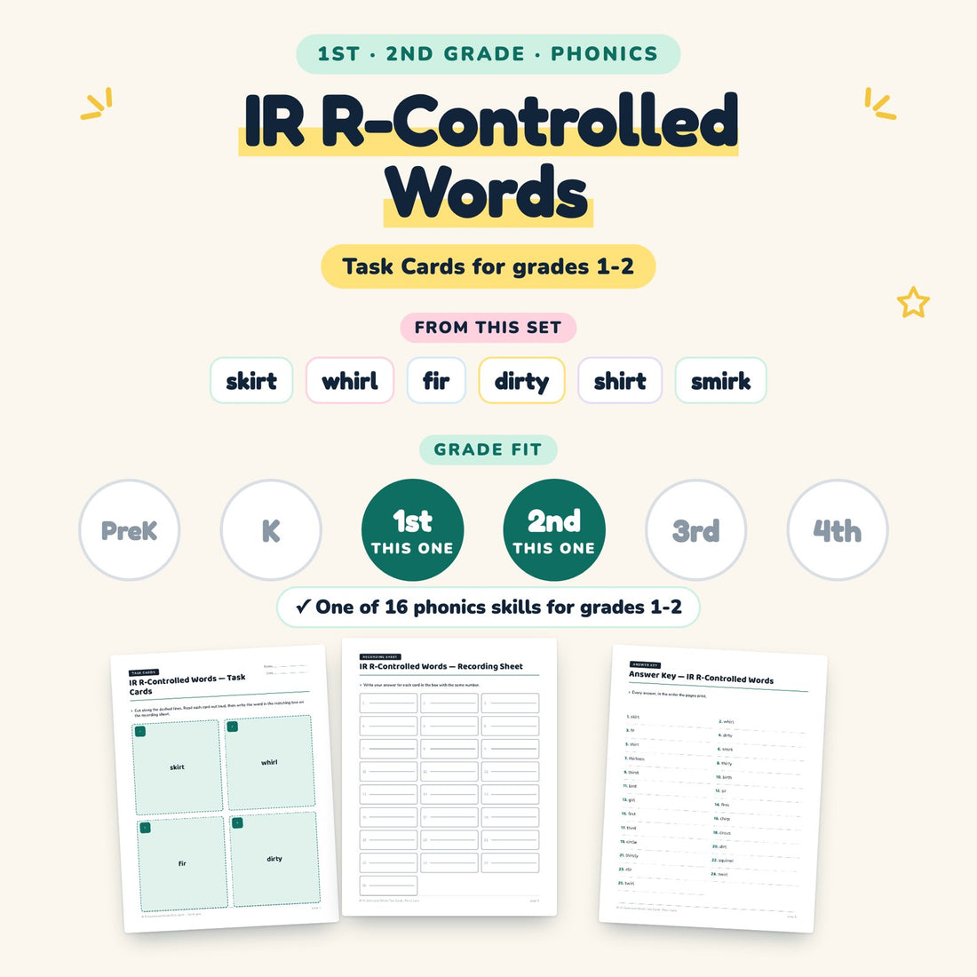IR R-Controlled Words: skill and grade fit