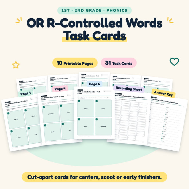 OR R-Controlled Words Task Cards | 1st–2nd Grade (10 Cards) — cover