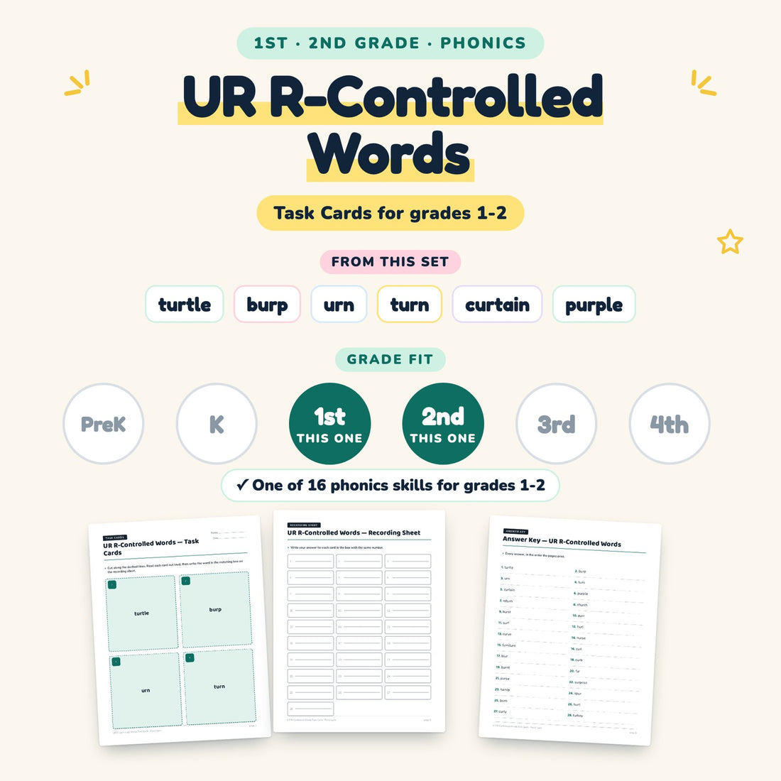 UR R-Controlled Words: skill and grade fit