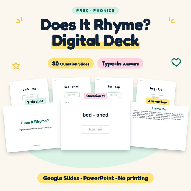 Does It Rhyme? Digital Activity | Google Slides, Preschool — cover